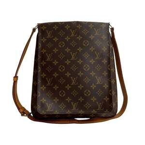 LOUIS VUITTON Authentic Vintage Brown Monogram Leather Pochette Shoulder Bag